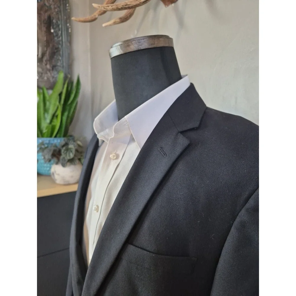 Jos A Bank Joseph Mens Slim Fit Wool Sports Coat 40L Navy Blue 2 Button V805